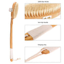 Boar Bristle Shower Bath Body Brush with Detachable Wooden Hand Grip Handle