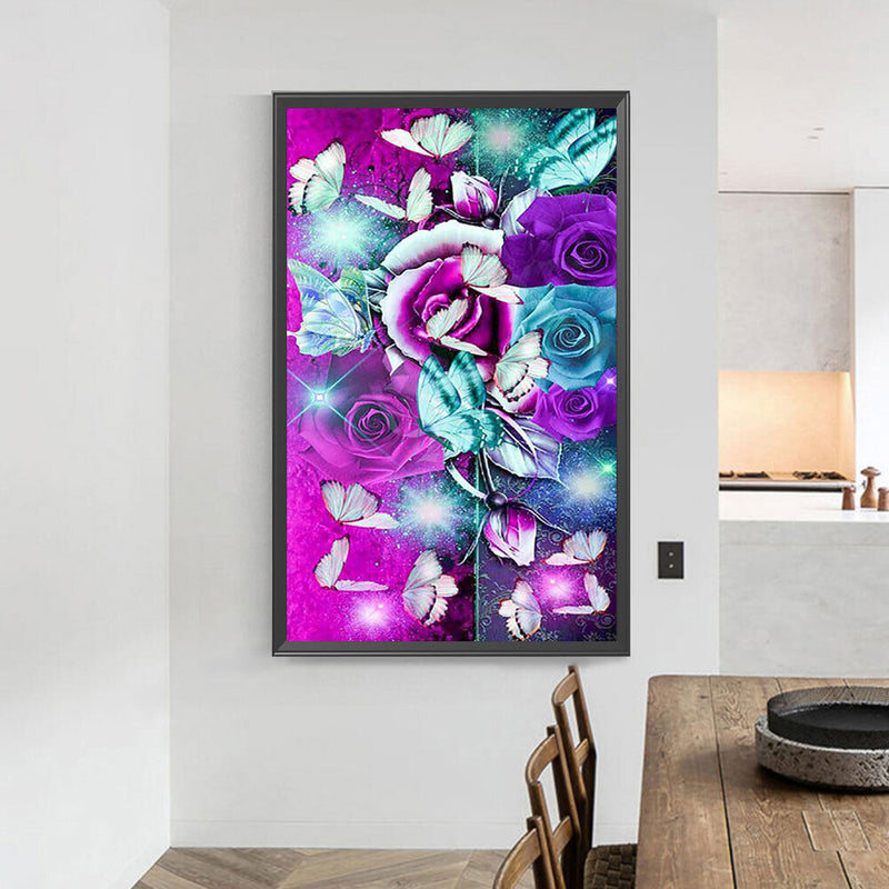 5D DIY Diamond Painting Butterflies Rose Kits Full Square Drill Wall Decor Craft