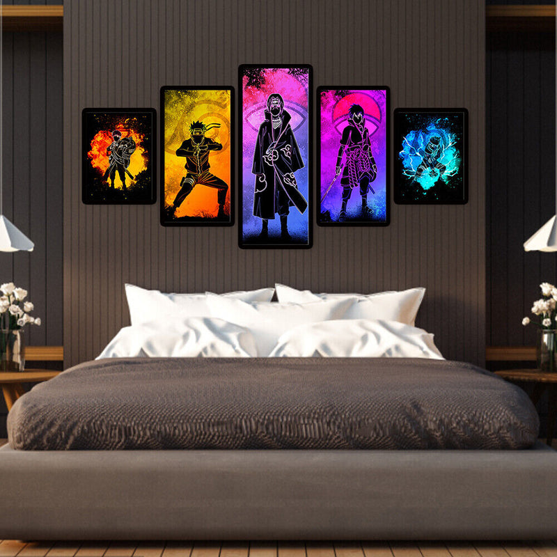 5 Panels Naruto Oil Paint By Numbers Kit DIY Home Decoration Gift Wall Pict