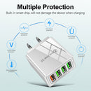 4USB Phone Charger 5.1A USB Power Adapter QC3.0 Fast Charge Multi-Port Charging