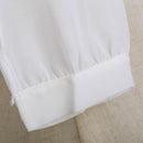 Women Blouses Sexy Deep V-neck Chiffon Long-sleeved Blouse White L
