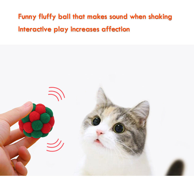 3pcs Pet Interactive Colorful Traning Bells Ball Kitten Play Chewing Bouncy T
