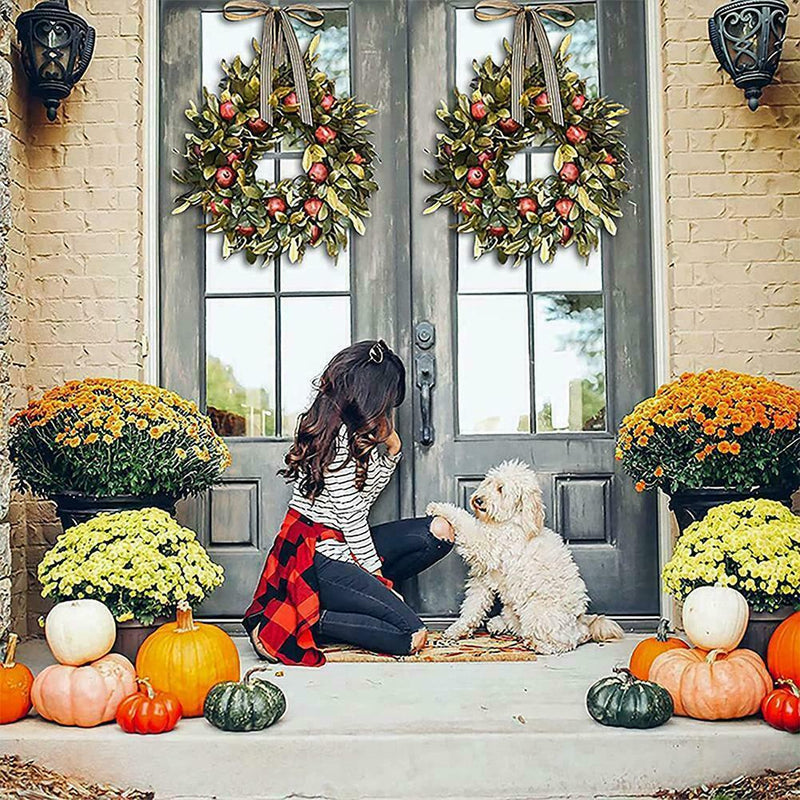 Autumn Wreath Pomegranate Wreath Indoor Outdoor Home Decor Window Wall TOP R6C6