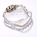 Duoya Leather Bracelet Watch Rhinestone Quartz Bracelet Watch (White)