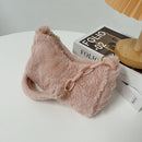 Fashion Women Winter Plush Pure Color Acrylic Chain Small Underarm Shoulder Bag