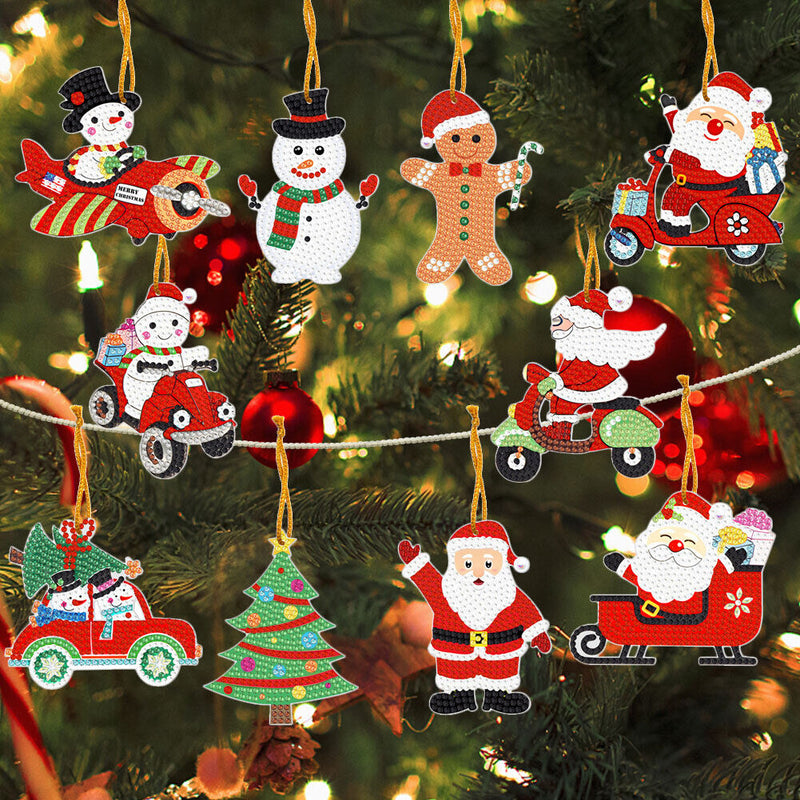 #A 10pcs Hanging Ornament Art Crafts 5D DIY for Kids Adults Cartoon Christmas Gi