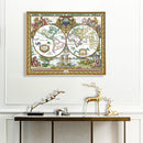 Old World Map Partial Cross Stitch 11CT Cotton Thread Printed Embroidery Kits