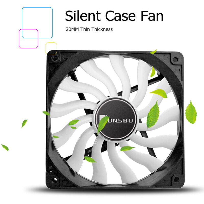 JONSBO 12020 Desktop Computer PC Case Fan Silent CPU Cooler Fan 120mm 4Pin 3Pin