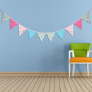 Powlance Bunting Chain for Wedding, 12 Flags, 3.2m, Pink Floral