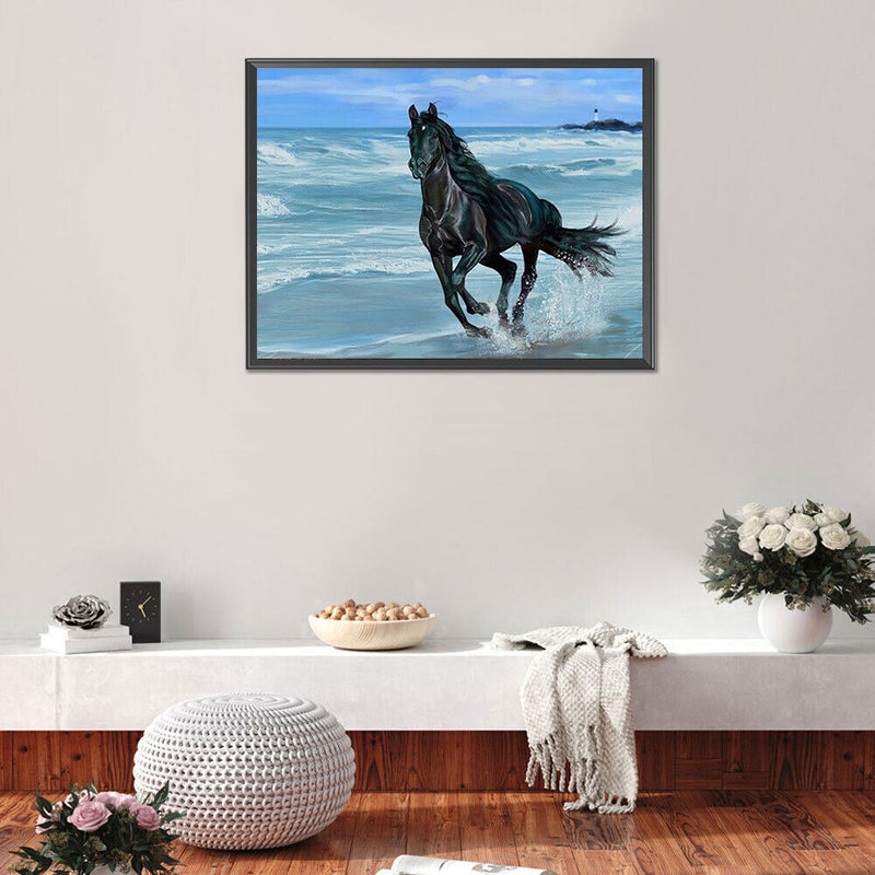 Seaside Horse Oil Paint By Numbers Kits Canvas Picture Gift for Adults Childr