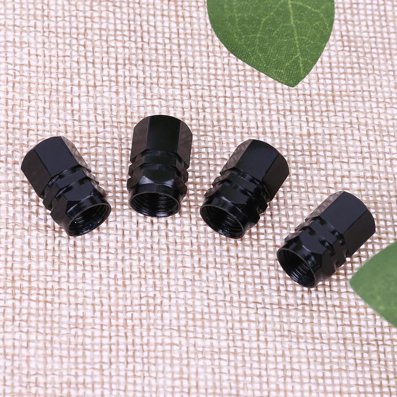 4pcs Aluminum Alloy Car Wheel Tire Valve Air Caps Stem Covers (Black)
