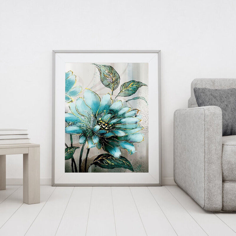 DIY Digital Picture Blue Flowers Frameless Painting By Number Set Handicraft