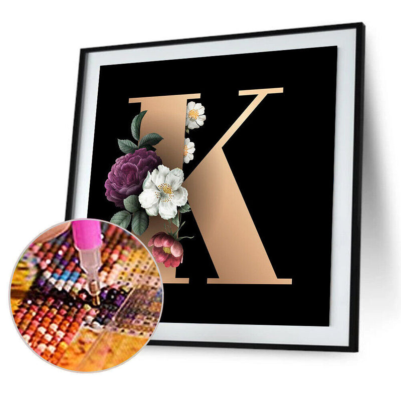 DIY Full Round Drill Diamond Painting letter K Mosaic Rhinestone Art Craft