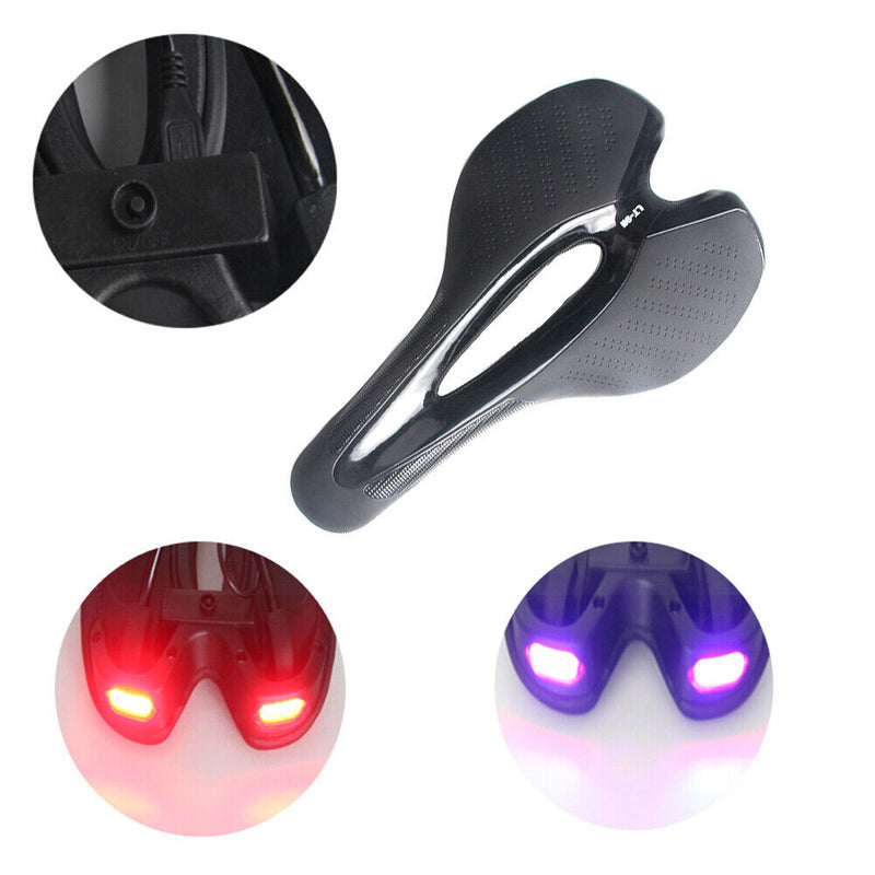 Bicycle Saddle with USB Charging Rear Light MTB Road Bike Lights Seat Cushion