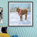 Diamond Painting 5D Full Round Drill Mosaic DIY Donkey in Snow Kit Wall Decor
