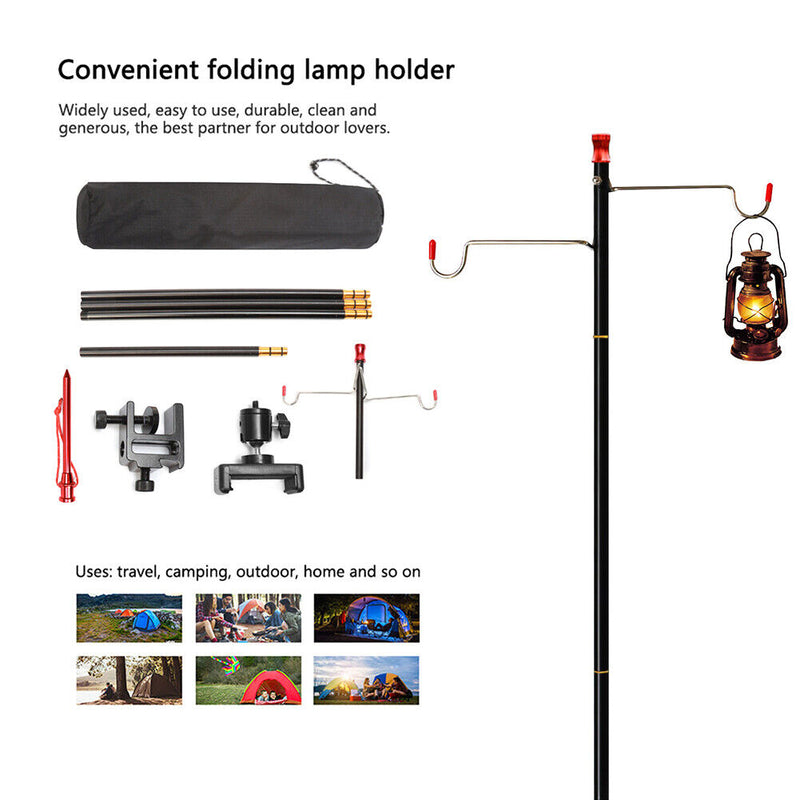 Outdoor Camping Folding Lamp Pole Holder Mobile Live Selfie Fixing Stand Bracket