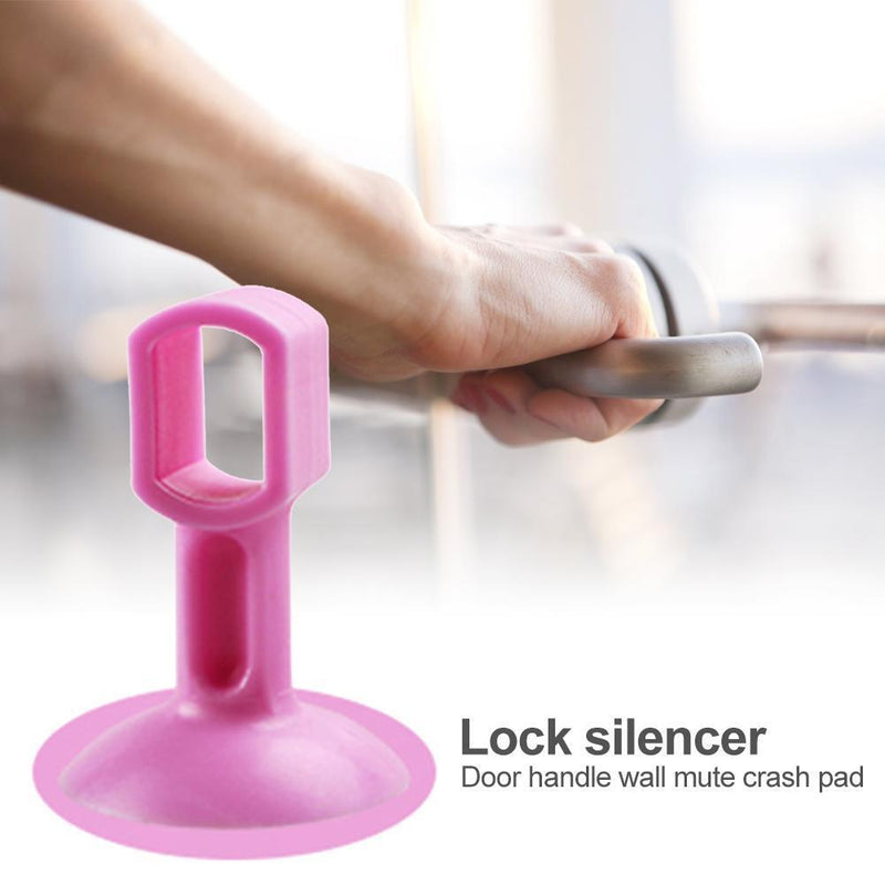 2pcs Doorknob Wall Mute Crash Pad Cushion Door Handle Lock Silencer (Pink) Newly