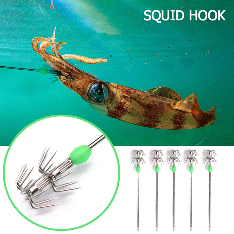 10pcs Double-Layer Umbrella Squid Hooks Glow in Dark Octopus Hook (3 Size) Newly