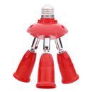 3 in 1 E27 to E27 Lamp Base Socket Splitter LED Light Bulb Holder (Red) Newly