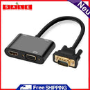 VGA to HDMI Compatible+3.5mm Audio+VGA Converter Splitter HDTV Display Connector