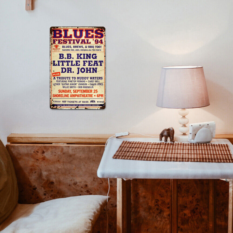 Blues Festival Plate Metal Tin Sign Plate for Bar Pub Club Cafe Wall Home Decor