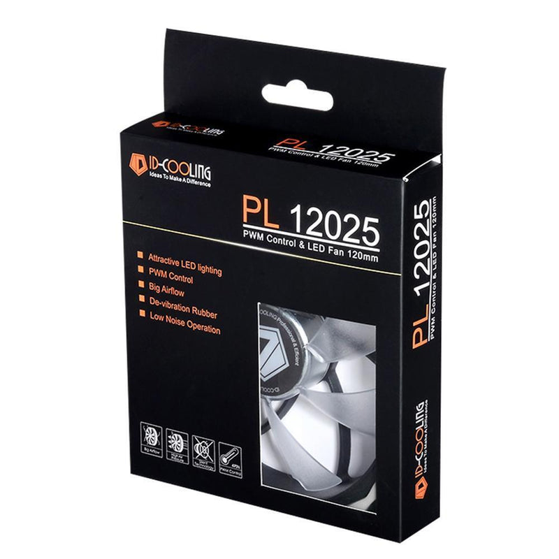 ID-COOLING PL-12025 PC Fan LED 120mm Fan with De-Vibration Rubber (Green)