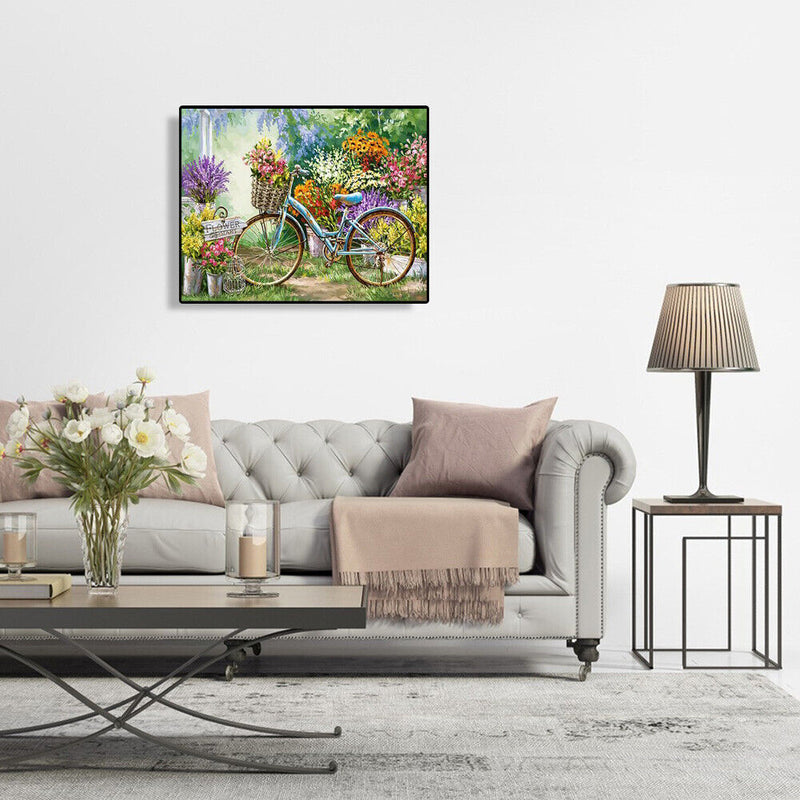 Frameless Painting By Numbers DIY Bicycle Hand Painted Canvas Oil Picture