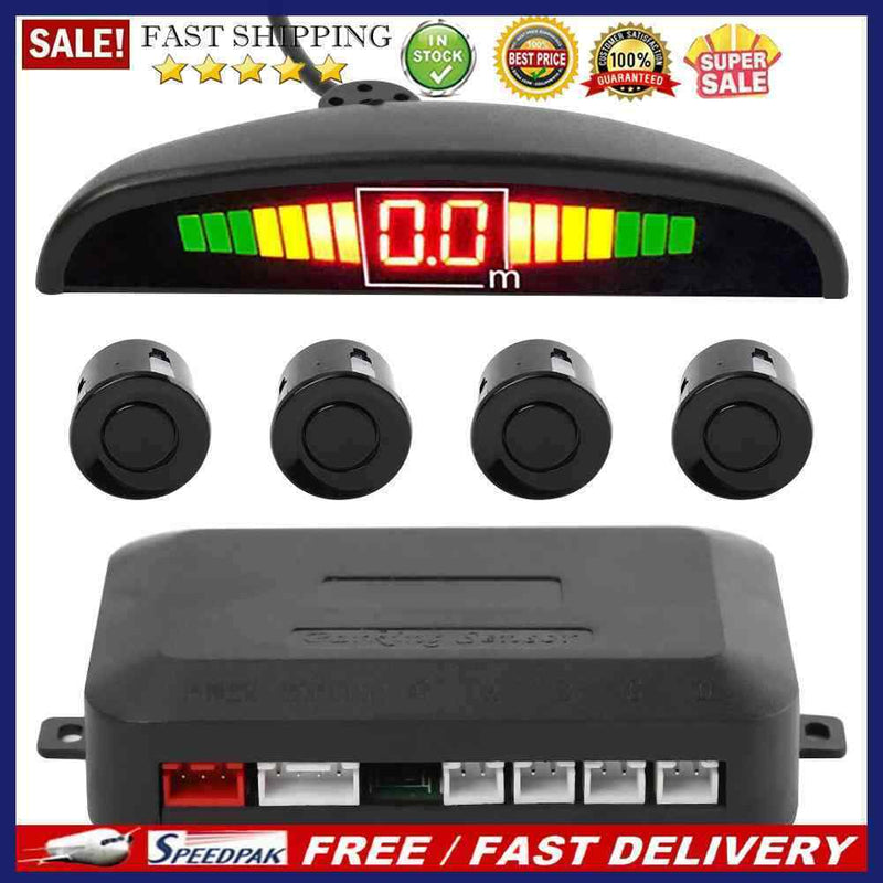 4 Sensors LED Display Car Parking Sensor Kit Backup Reverse Radar Monitor System