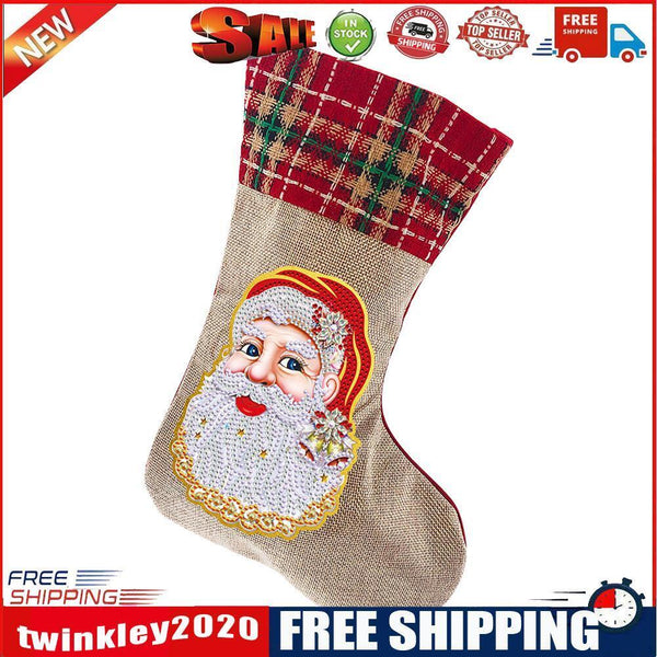 5D Diamond Painting Xmas Rhinestone Sock Embroidery Mosaic Gift Bag (SDW04)