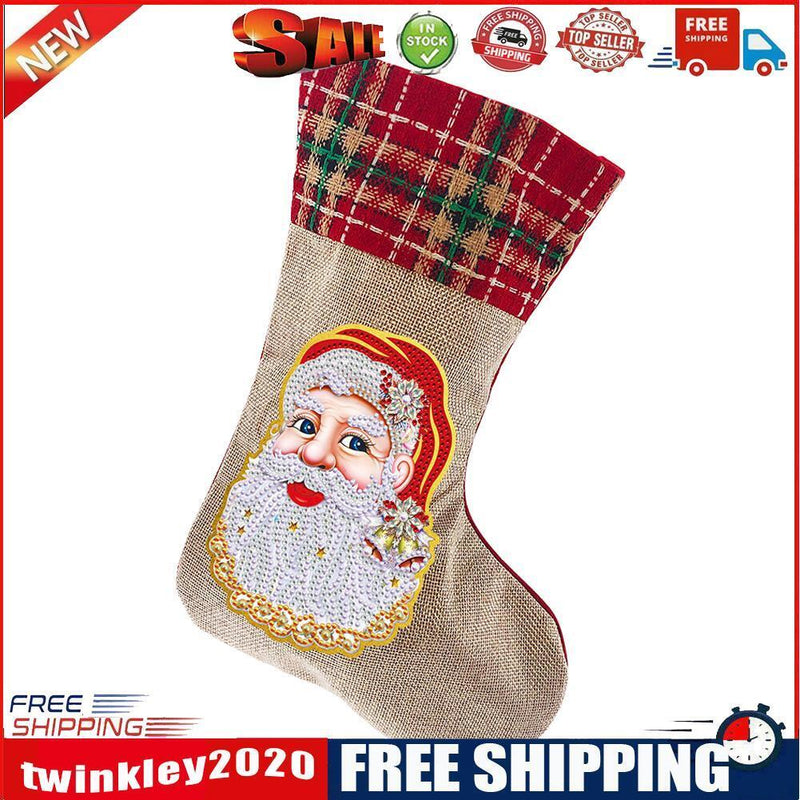 5D Diamond Painting Xmas Rhinestone Sock Embroidery Mosaic Gift Bag (SDW04)