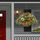 DIY Pre-Lit Artificial Christmas Hanging Basket Garden Patio Lawn Decorations`