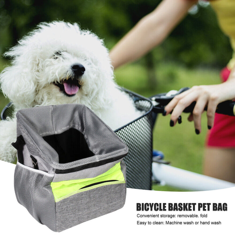 Bicycle Basket Bags Foldable Pet Dog Cats Cycling Bike Front Carrier Pouch