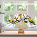 Handmade Oil Painting Ginkgo Leaf Folding Fan By Numbers DIY Painted Craft