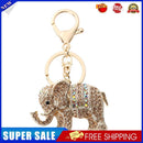 Popular Inlaid Color Cast Elephant Keychain Ladies Bag Pendant(Champagne)
