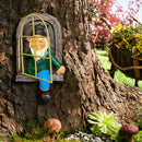 Outdoor Ornament Yard Wall Art Elf Tree Sculpture Window Dwarf Statue Gnome