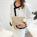 Straw Clutch Handbag Summer Beach Woven Envelope Crossbody Purse (Khaki 1)
