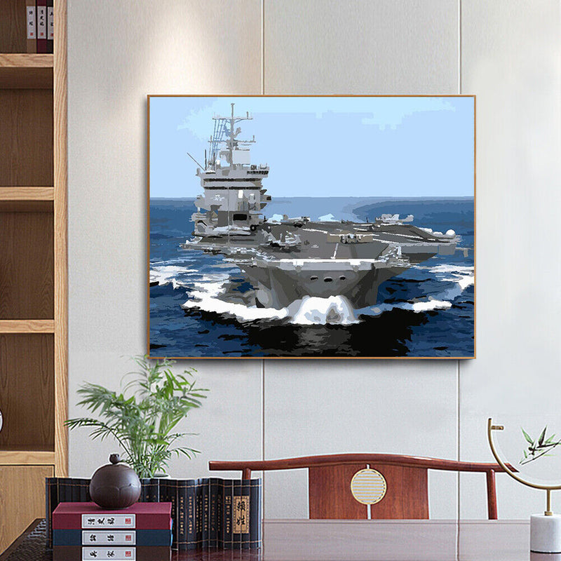 Oil Paint by Numbers Spaceship Canvas Artwork Living Room Picture Art Decoration