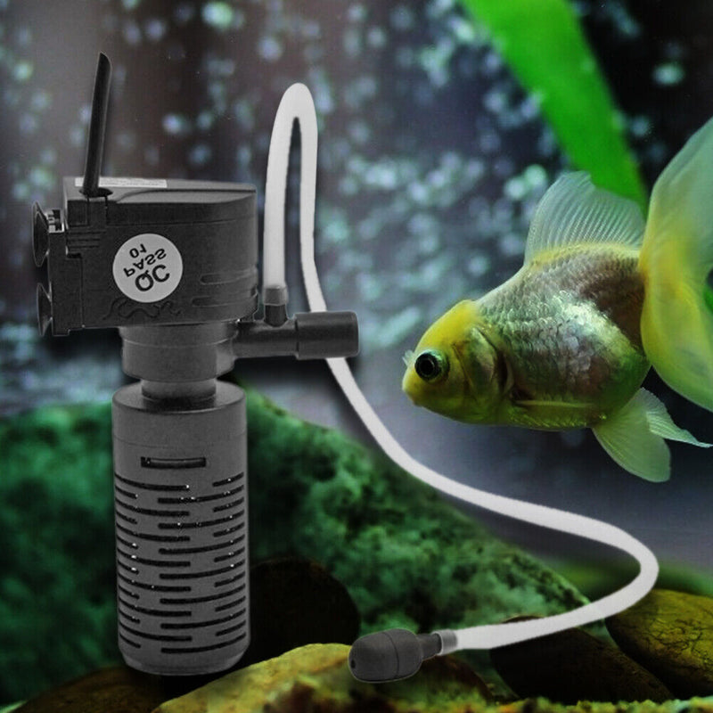 3W 3 in 1 Mini Fish Tank Filter Aquarium Oxygen Submersible Water Purifier Newly