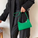 Women Felt Solid Color Shoulder Bag Casual Zipper Messenger Bag (Green)