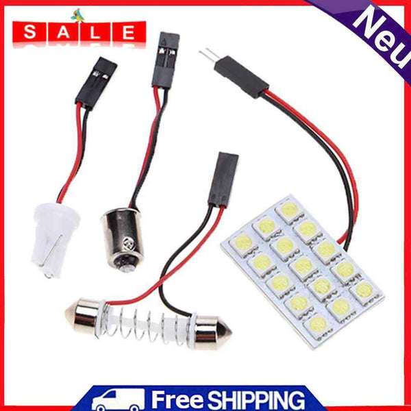 5050 15SMD Automotive Interior Bright LED White Light T10 Festoon Dome Adapter 1