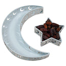 Serving Tray - 2 Pieces Moon Star Eid Dessert Food Tray for Ramadan (White)