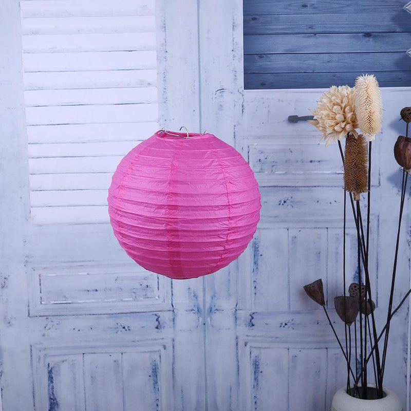 4 inch Round Paper Lantern DIY Hanging Ball Lamp Wedding Decor (Rose Red)