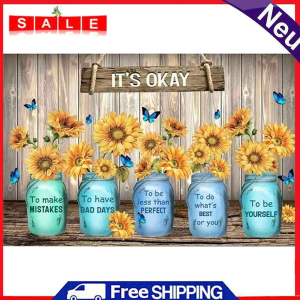 Sunflower Butterfly Oil Paint By Numbers DIY Craft Coloring Drawing Home Decor