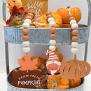 Crafts DIY Tray Decoration Wooden Thanksgiving Tassel Beads Garland Pendant