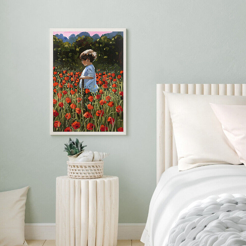 Flower Shrubs Boy Oil Paint By Numbers Kit DIY Frameless Drawing for Adults
