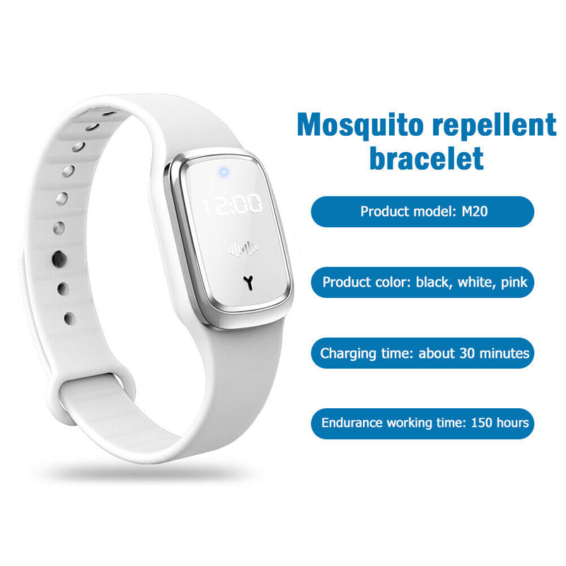 M2 Ultrasonic Mosquito Repellent Anti Insect Bugs Pest Bracelet (White) Newly
