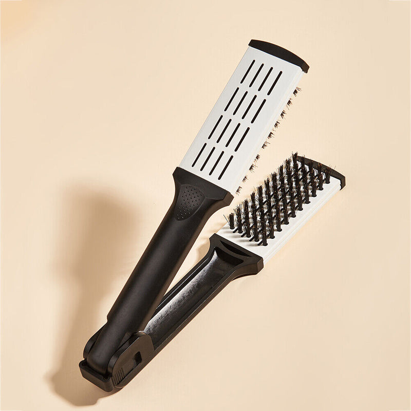 V-Shaped Splint Comb Bristle Hair Straightening Comb Portable Home Hair Sal