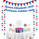 Jack Queen Platinum Jubilee Hanging Flags Cake Toppers Party Decorations Set