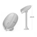 Leaf Shape Soap Box Drain Stand Suction Cup Punch-free Holder (Long Grey)