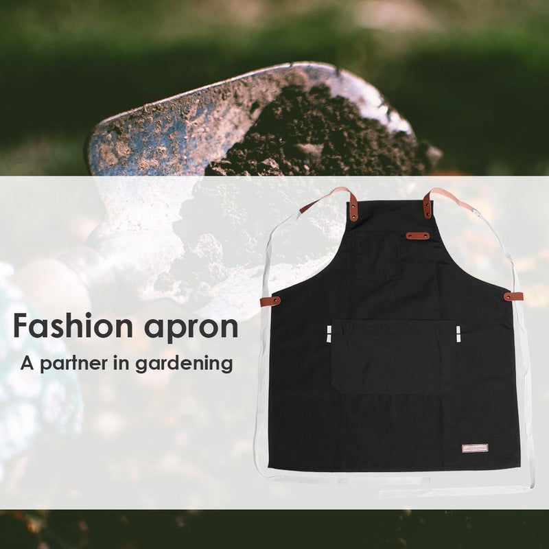 Men Women Canvas Apron Adjustable Home Kitchen Chef Cooking Pinafore with Poc